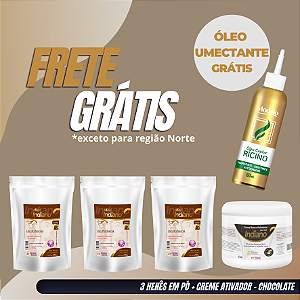 Henê indiano 240gr Chocolate 3 unidades + Creme Ativador