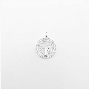 Pingente em prata925 - Medalha de Nossa Senhora das Graças Cravejado com Zircônias