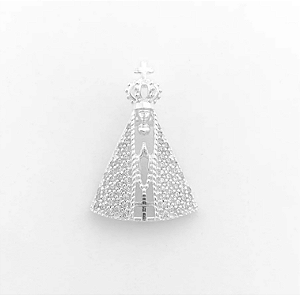 Pingente em Prata925 -  Nossa Senhora de Aparecida Cravejada com Zircônias