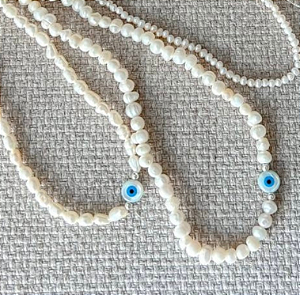 GARGANTILHA EM PRATA925 - PÉROLA\OLHO GREGO