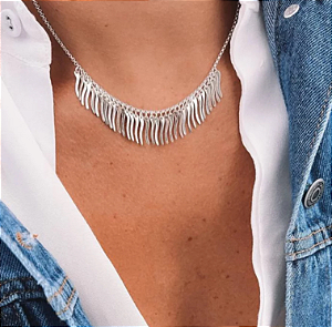 Gargantilha em Prata925 - Choker Franjas Onduladas