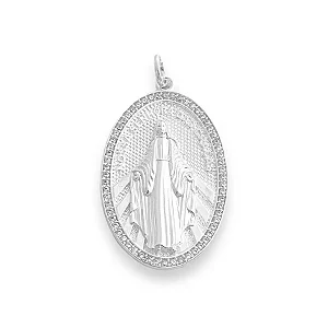Pingente em Prata925 -  Medalha Nossa Senhora das Graças Grande