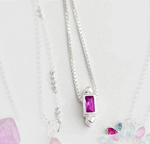 Gargantilha em Prata925 - Pingente Rubi rose