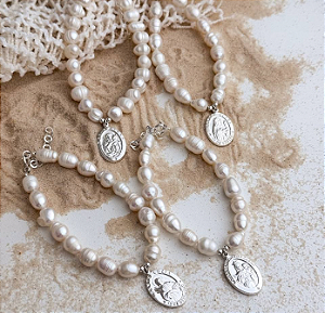 Pulseira em Prata925 - Pérola Água Doce com Pingente