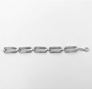 Pulseira em Prata925  de Eletroformação com Elos Retângulares