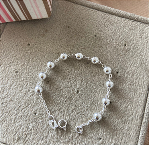 Pulseira em Prata925 -  Portuguesa com bolas Infantil
