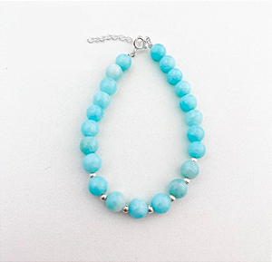 Pulseira em Prat925 - Na Pedra Natural Jade Amazonita