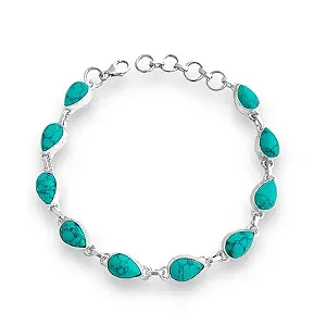 PULSEIRA EM PRATA925 PEDRA NATURAL TURQUESA
