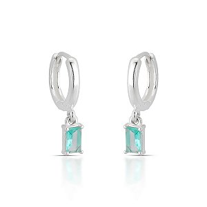 Brinco em Prata925  de Argola com Zircônia Retangular