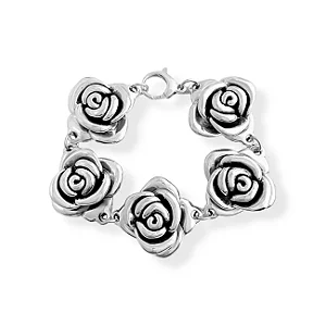 Pulseira em Prata925 5 Rosas em Eletroformação