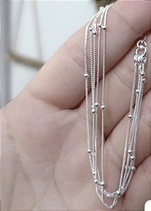 Pulseira em Prata925 - Fios com bolinha