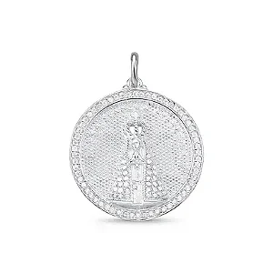 PINGENTE EM PRATA925 - MEDALHA NOSSA SENHORA APARECIDA CRAVEJADA