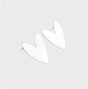 Brinco em Prata925 de Coração Liso Achatado