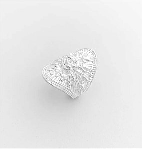 Anel em Prata925 de Aro Largo Trabalhado com Rosa