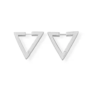 BRINCO EM PRATA925 BRANCO DE ARGOLA DE TRIÂNGULO LISO E VAZADO