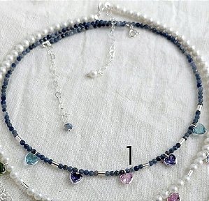 Gargantilha em Prata925 - Sodalita Zircônia Colorida