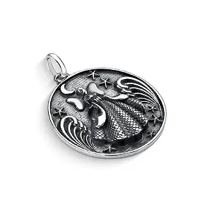 PIGENTE EM PRATA925 - MEDALHA GRANDE IEMANJÁ ALTO RELEVO