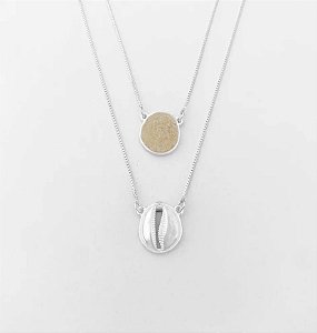 Escapulário em Prata925 de Búzios com Areia