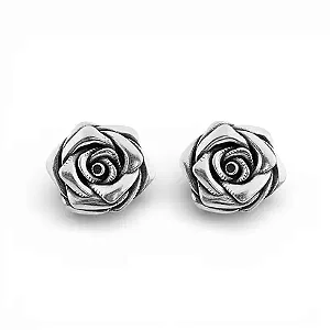 BRINCO EM PRATA925 ENVELHECIDO DE ROSA TRABALHADA