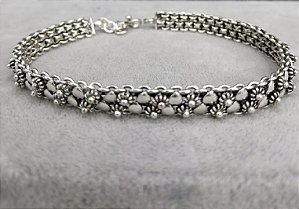 Pulseira em Prata925 - Pikun Flor com coração