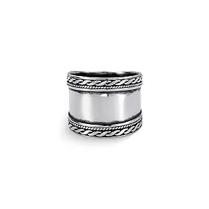 ANEL EM PRATA925 - INDIANO COM DETALHES NAS BORDAS