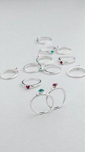 ANEL EM PRATA925 - BRANCO SOLITÁRIO COM ZIRCÔNIA DE CORAÇÃO