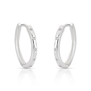 BRINCO PRATA925 - ARGOLA CLICK COM CINCO ZIRCONIAS