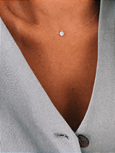 GARGANTILHA EM PRATA925 NYLON PONTO DE LUZ ZIRCONIA REDONDA