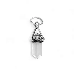Pingente em prata925 - Pedra Natural Cristal e Base Detalhada