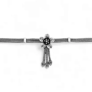 Pulseira em Prata925 - Boho Envelhecida com Flor Trabalhada