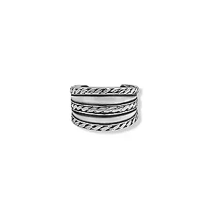 Anel em Prata925 de Falange Envelhecido Boho com Detalhes de Corda