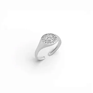 Anel em Prata925 - Falange Sinetе Oval com Coração