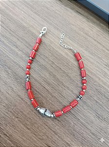 Pulseira em Prata925 com Coral