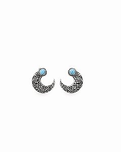 BRINCO EM PRATA925 - LUA COM LARIMAR