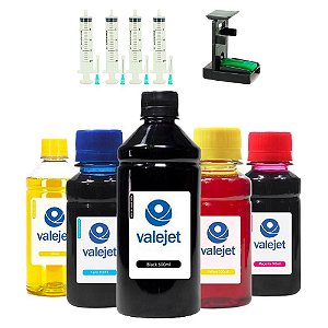 Kit recarga de cartucho para HP Black 500ml | Coloridas 100ml CMYK Valejet