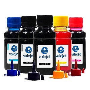 Kit 5 Tintas Epson L110 CMYKK Corante 100ml Valejet