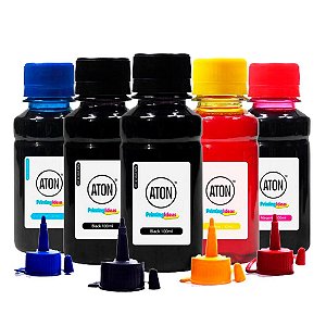 Kit 5 Tintas Epson L110 CMYKK Corante 100ml Aton