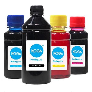 Kit 4 Tintas para Canon PG11 Black 500ml Coloridas 100ml Koga