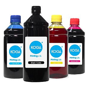 Kit 4 Tintas para Canon G5010 Black 1 Litro Coloridas 500ml Koga