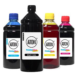 Kit 4 Tintas para Canon GM4010 Black 1 Litro Coloridas 500ml Aton