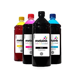 Kit 4 Tinta para Epson EcoTank L565 CMYK 1 Litro Corante MetaInk