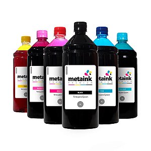 Kit 6 Tinta para Epson EcoTank L800 CMYK 1 Litro Corante MetaInk