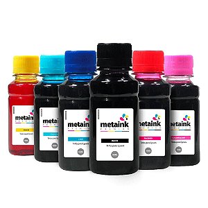 Kit 6 Tintas para Epson EcoTank L1800 CMYK 100ml Corante MetaInk