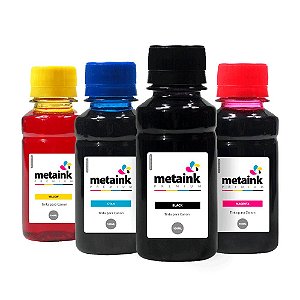 Kit 4 Tintas para Canon MegaTank G1111 CMYK 100ml Corante MetaInk