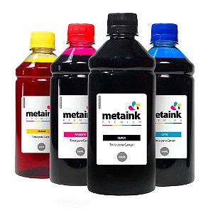 Kit 4 Tintas para Canon MegaTank G3110 CMYK 500ml Corante MetaInk