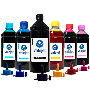 Kit 6 Tintas Epson Bulk Ink L8050 Black 1 Litro Coloridas 500ml Valejet