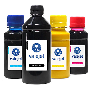 Kit 4 Tinta Sublimática para Epson F570 Bulk Ink Black 500ml Color 100ml Valejet