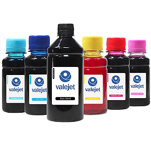 Kit 6 Tintas para Epson T574 Black 500ml CMYK 100ml Valejet