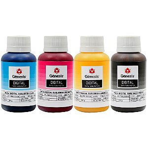 Kit 4 Tintas para Sublimação Digital Gênesis para Epson Universal Alta Performance CMYK 100ml