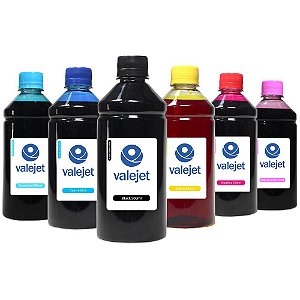 Kit 6 Tintas para Epson Universal CMYK 500ml Valejet